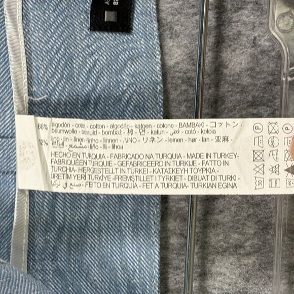 Zara Linen Cotton Blend Flat Front Chinos Pants Trousers Tapered Leg Med Hi Rise - Picture 9 of 13